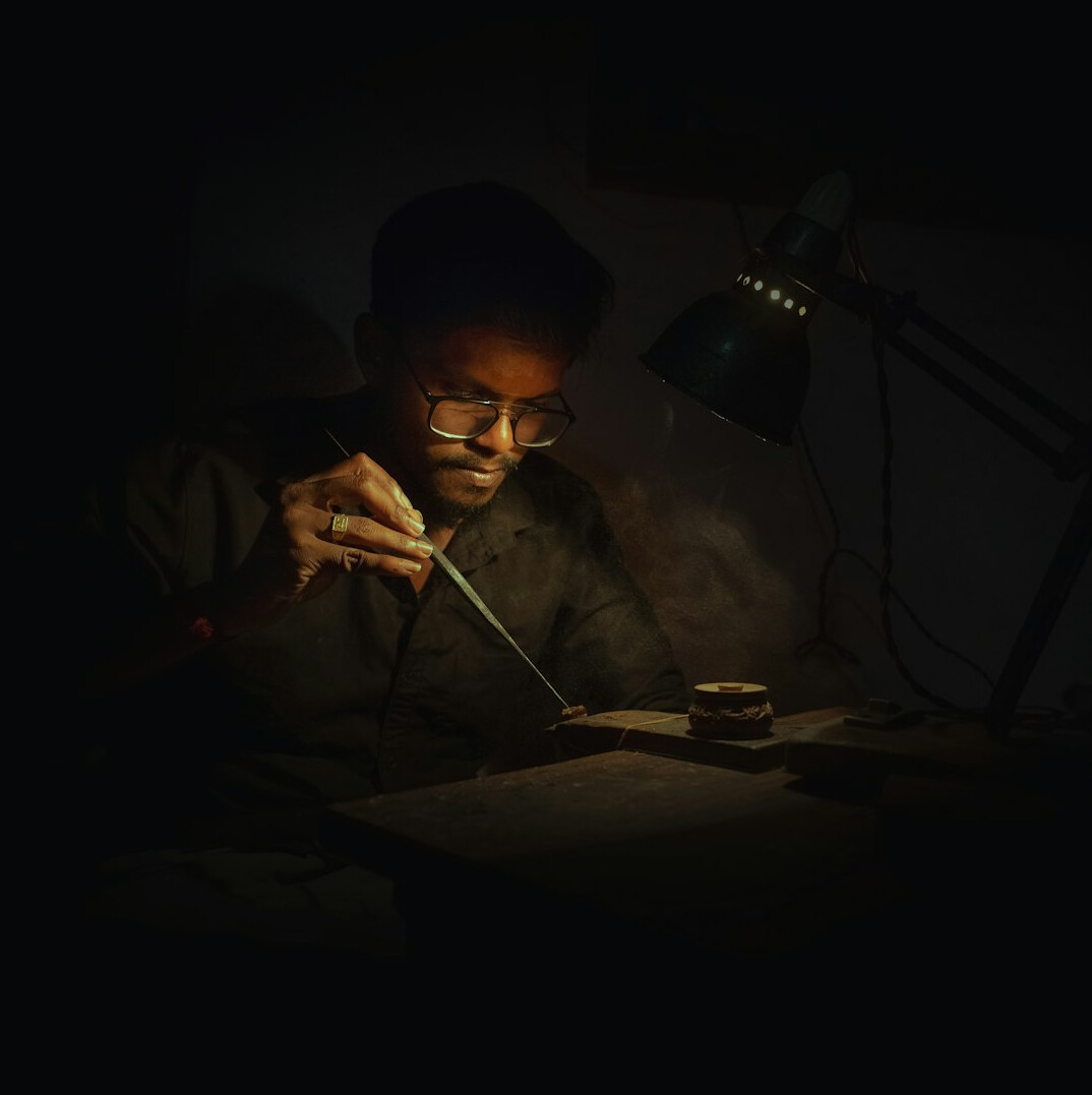 detective examining clues in dim light